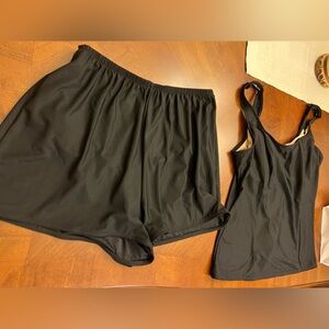 Two piece swim suit.